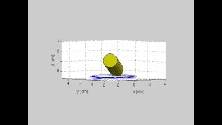 Simulation of a spinning cylinder (side isometric view, slow motion version)