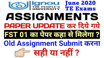 IGNOU ASSIGNMENTS UPDATE | all Courses for June 2020 Exams important information By TIPS GURU