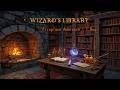 Cozy Medieval Wizard's Library 🔥 Fireplace Crackling Sounds 1 Hour | Study & Sleep Ambience