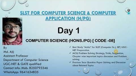 SLST  for Computer Application & Computer Science, Syllabus Discussion: Lecture - 01