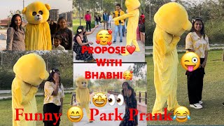 Teddy bear Propose😍 with Bhabhi❤️ & Funny Prank on Park | Public Reaction 😱#teddy #prank #public