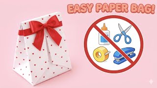 🎀 DIY Cute Paper Bag 🛍️ No Glue Paper Craft ✨ Easy Handmade Gift Bag Tutorial for Beginners