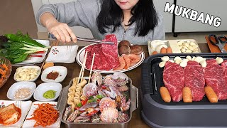 MUKBANG :) Beef party with family | Desserts are sweet Strawberry and tangerine.