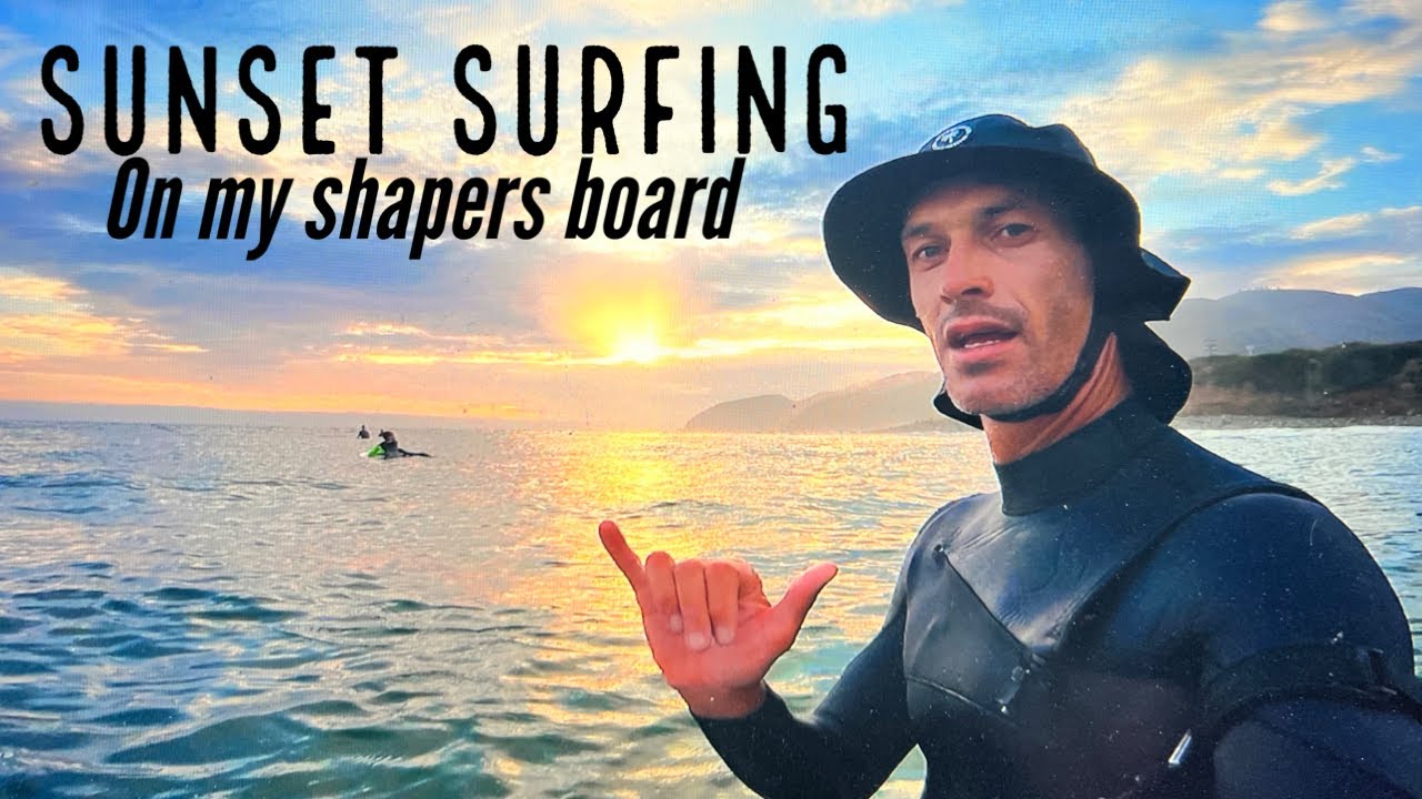POV SURF Beautiful sunset session Surfing a really big shortboard + first time in the shaping