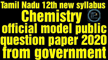 TN 12th new syllabus Chemistry official model public question paper 2020 from government | vijaya 12