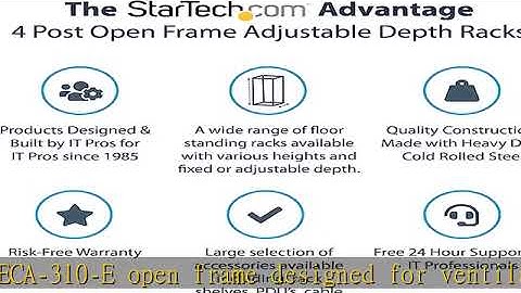 StarTech.com 42U 19" Open Frame Server Rack - 4 Post Adjustable Depth 22-40" Mobile - Free Standing