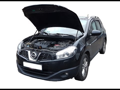 Установка газового упора  капота Nissan Qashqai J10