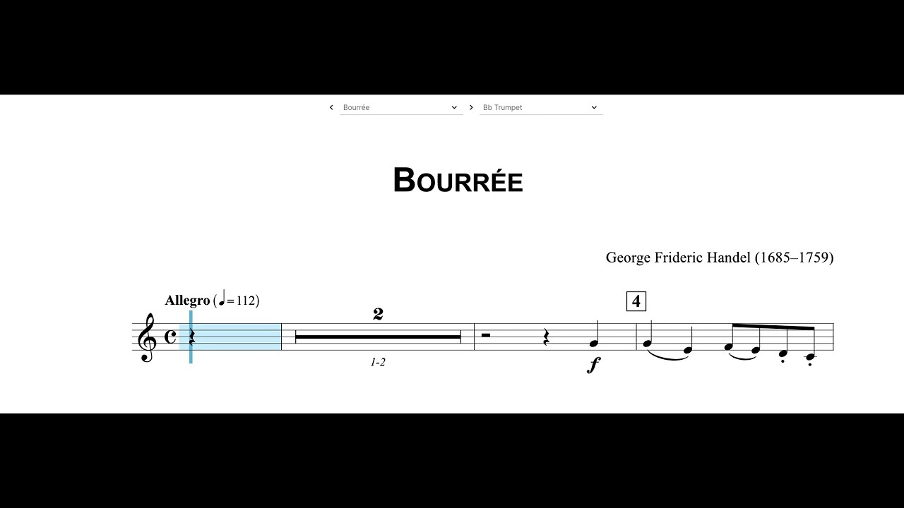 Bourrée - Trumpet Solo Accompaniment - YouTube