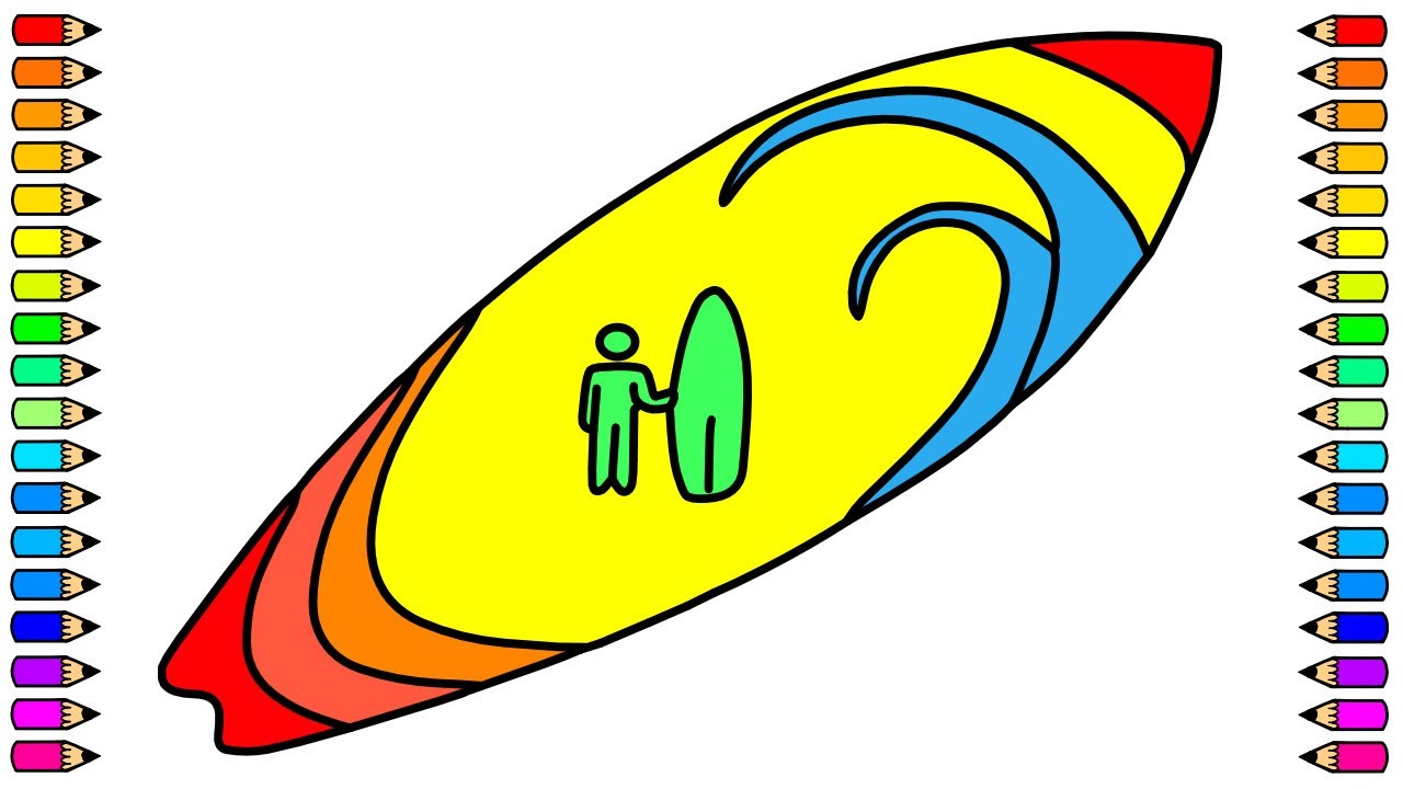 Cómo dibujar una Tabla de Surf / Dibuja y Colorea una Tabla de Surf