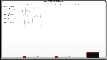 A, B and C can complete a piece of work in 24, 6 and 12 days respectively. Working together, they wi