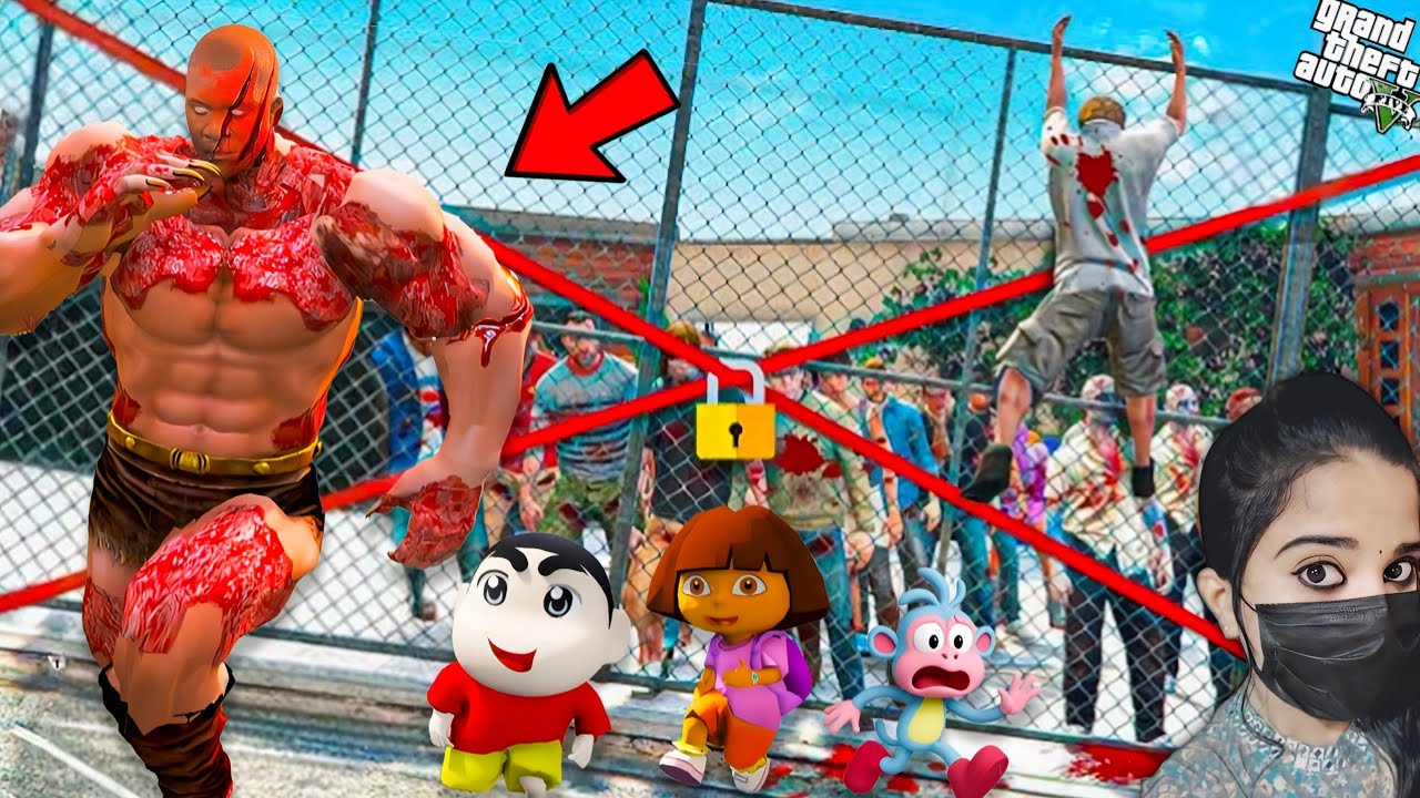 Franklin Became Giant Zombie! | Shinchan & Dorabuji - GTA 5