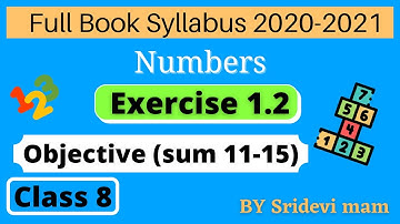 TN class 8 maths chapter 1 Numbers exercise 1.2 objective sum 11 15 8th std full book new syllabus