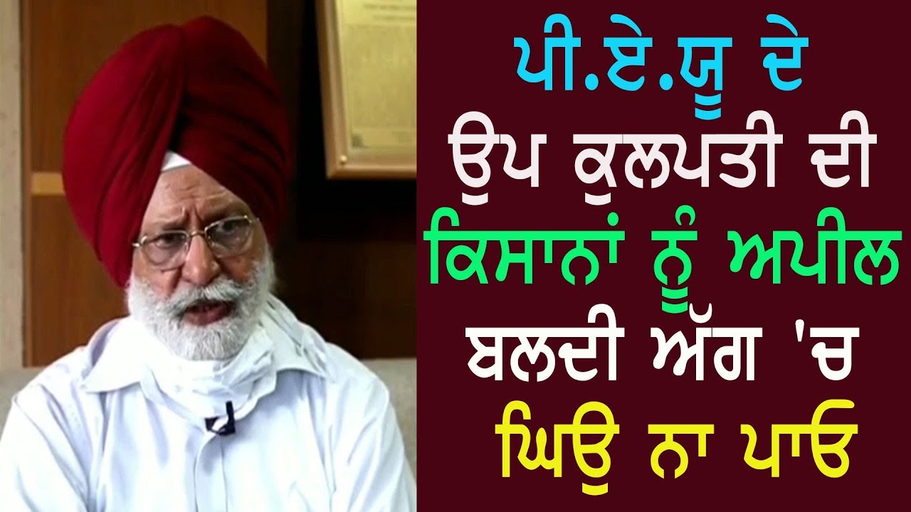 ਪੀ.ਏ.ਯੂ ਦੇ ਉਪ ਕੁਲਪਤੀ ਦੀ ਕਿਸਾਨਾਂ ਨੂੰ ਅਪੀਲ, ਬਲਦੀ ਅੱਗ `ਚ ਘਿਉ ਨਾ ਪਾਓ