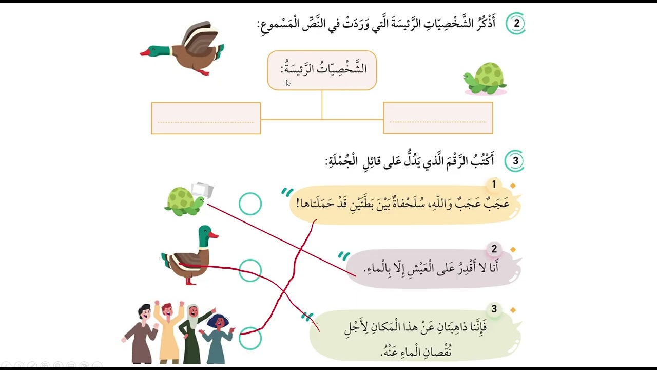 استماع على لسان الحيوان /الصف الرابع / الوحدة التاسعة