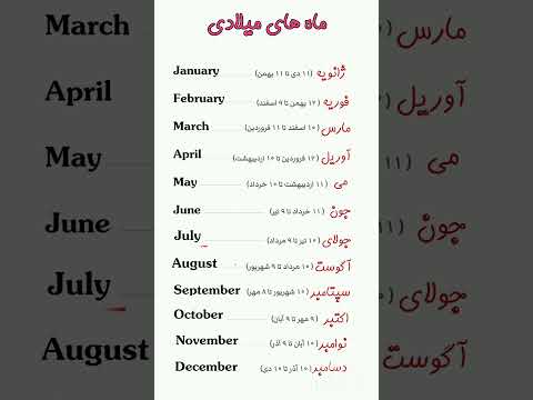 ماه های میلادی تبدیل میلادی به شمسی لغات انگلیسی