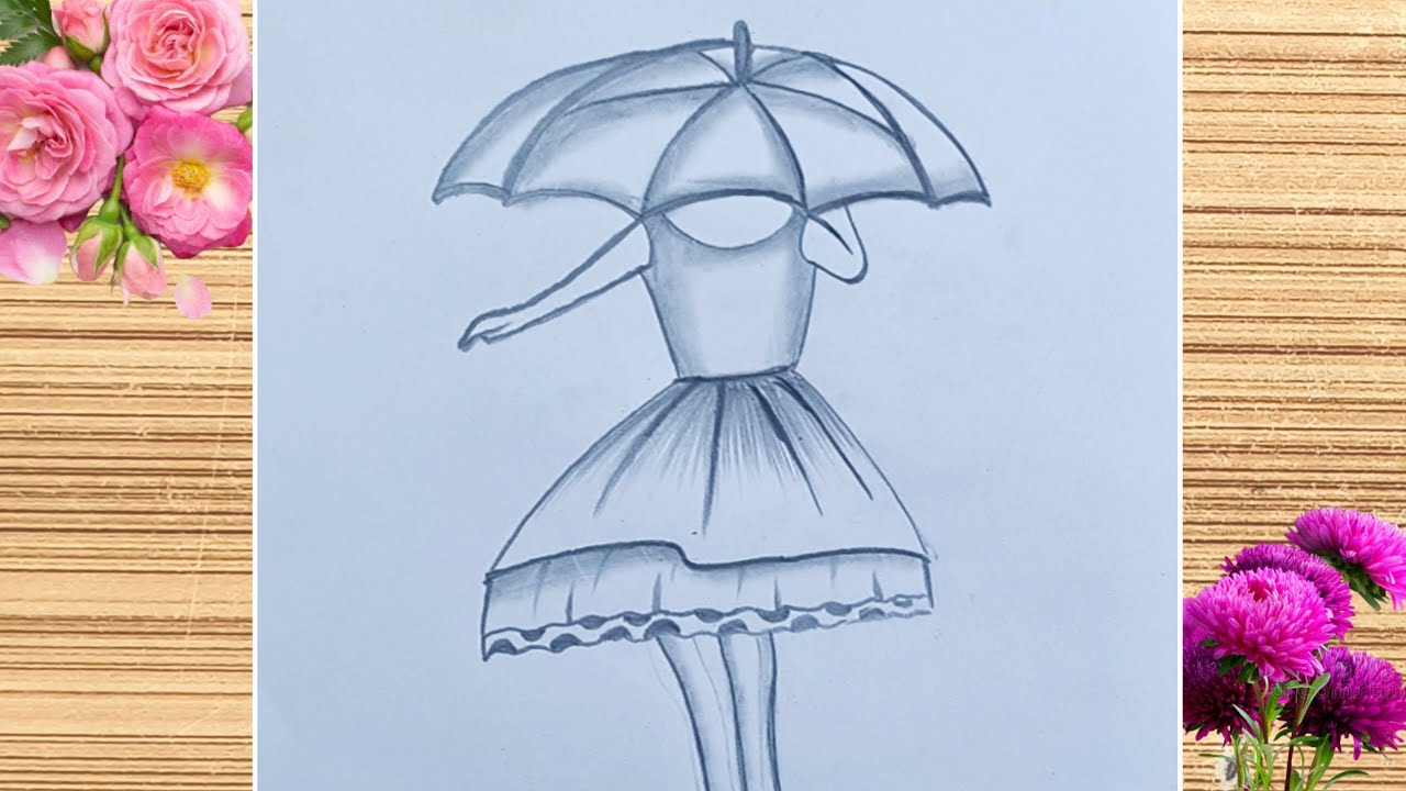 How to draw a girl with an Umbrella // A girl with an Umbrella drawing