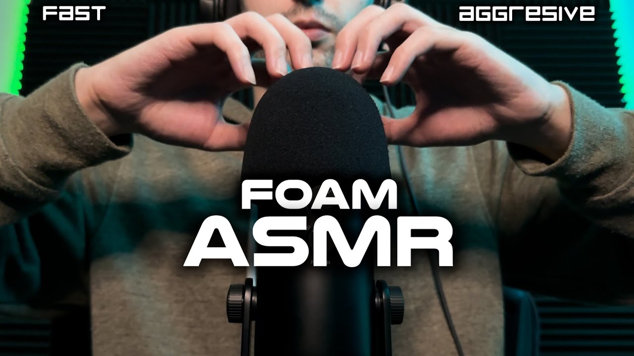 ASMR Fast & Aggressive Mic Scratching Head Massage (foam cover, no talking, intense) 20+ Minutes
