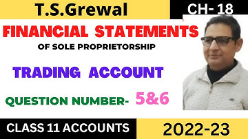 FINANCIAL STATEMENTS Chapter -18 T.S.Grewal Solution   Question no- 5 & 6 Class 11 accounts (2022 )