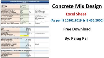 Concrete Mix Design Excel Free Download as per IS code