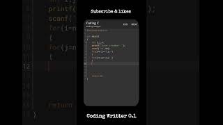 Day 08 V 02 ll C programming pattern Tutorial ll Coding Writter 0.1 ll #shorts #c #coding #codingbat