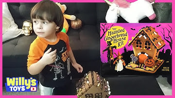 Kid Building Halloween Haunted House Chocolate Cookie Kit - Trader Joes - Cute Dog - 2017