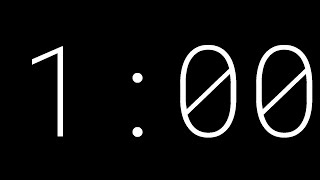 1 minute Countdown Timer - Black Background - Roboto Mono Extra Light
