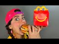 Giant mcdonalds vs small mcdonalds mukbang  eating mcdonalds story by dubybuba