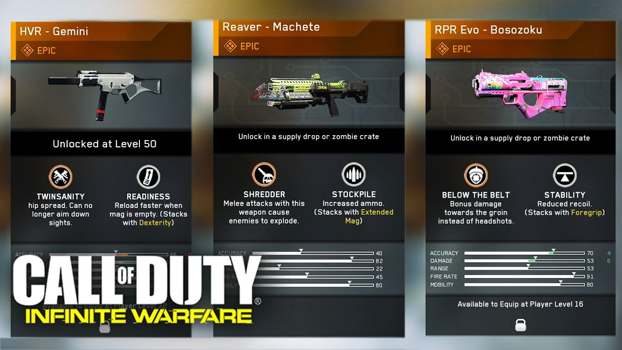 Call Of Duty Infinite Warfare All Quartermaster Weapons Rare Legendary Epic Showcase Only Youtube