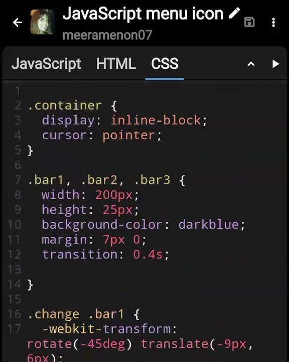 Toggling Hamburger Menu Icon in javascript- JavaScript Hamburger Icon ...