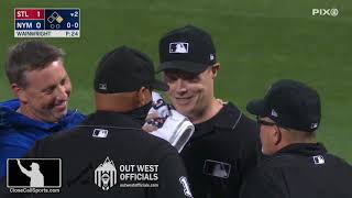 injury scout cardinals ss edmundo sosa hits 1b umpire junior valentine in face with wild throw youtube