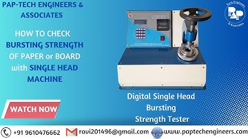 Digital Single Head Bursting Strength Tester With Printer || BURSTING STRENGTH TESTER || PAP-TECH