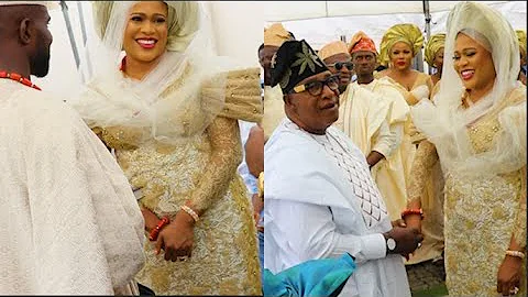 Beautiful Moment Oga Bello Joins His Son Together With His Wife At Their Wedding. Eniola & Olaide