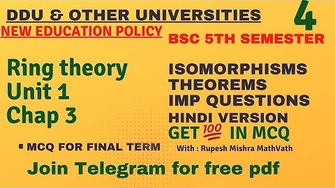Ring theory | BSc 5th sem maths | Homomorphism | Isomorphism | #mcq | #ddu | #MathVath |