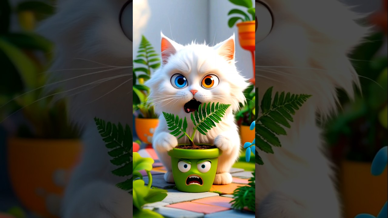 “Fluffy Cat vs Talking Plant 🌿😹 | Funny Animated Short” 