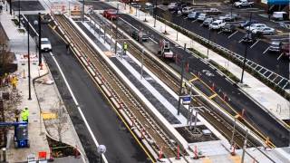 eco track installation at the lincoln st sw 3rd ave max station