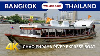 Chao Phraya River Express boat [4k] 🇹🇭 Public transport in Bangkok 2023