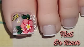 DISEÑO DE UÑAS PARA Pie | DECORACIÓN DE UÑAS SENCILLA Y FÁCIL | UÑAS DECORADAS FLOR