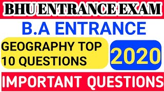 BHU entrance exam 2020 || top 10 Questions geography ||B.A Arts and Social Science ||