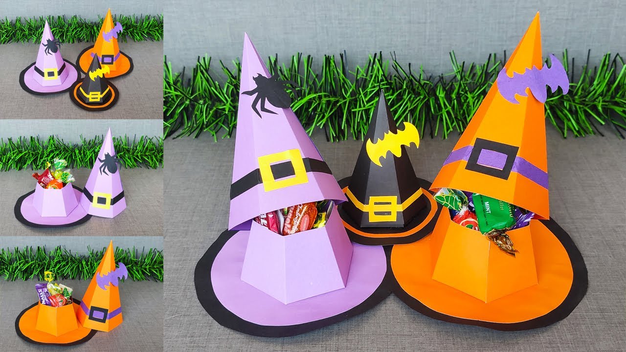 Sombrero de bruja para Halloween 🎃🕸 Así se hace un Dulcero para Halloween🎃🕸 #dulcero  #halloween