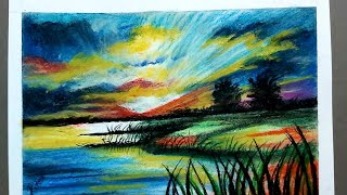 Very easy soft pastel drawing for beginners | How to draw beautiful scenery with soft pastels screenshot 1