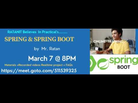 Spring & springBoot @ 8PM  || Mr. Ratan || https://meet.goto.com/511539325