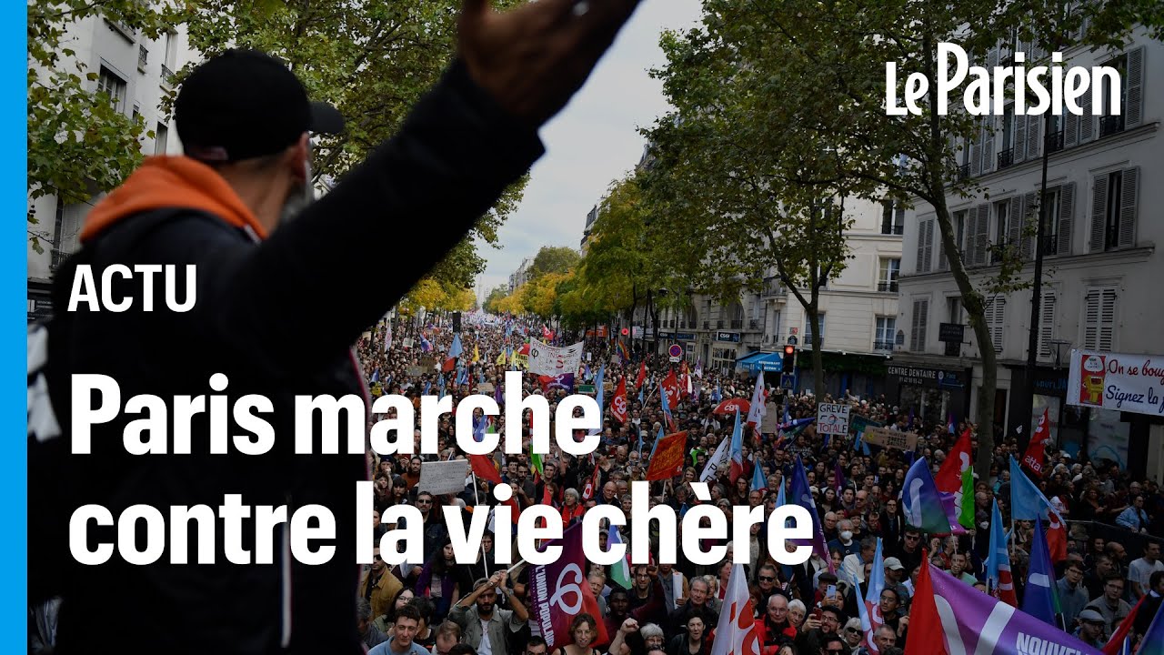⁣Paris : des milliers de personnes à la marche contre la vie chère, des vitrines vandalisées