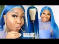 YESSSS BLUE  MUST SEE || WATER COLOR AND INSTALLING THIS BOMB FRONTAL WIG || ISHOWBEAUTY HAIR