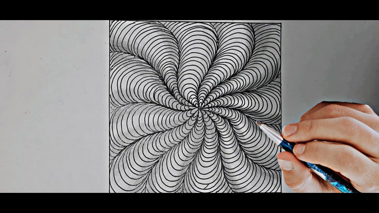 How to Draw Curved Spiral Pattern(Doodle Art) step by step Tutorial ...