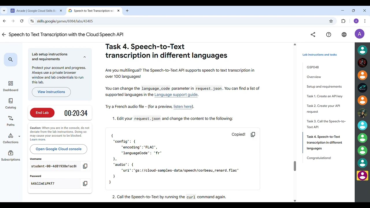 Speech to Text Transcription with the Cloud Speech API || Arcade 2026