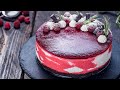 No-Bake Raspberry Yogurt Zebra Cake - Christmas Yogurt Mousse Cake