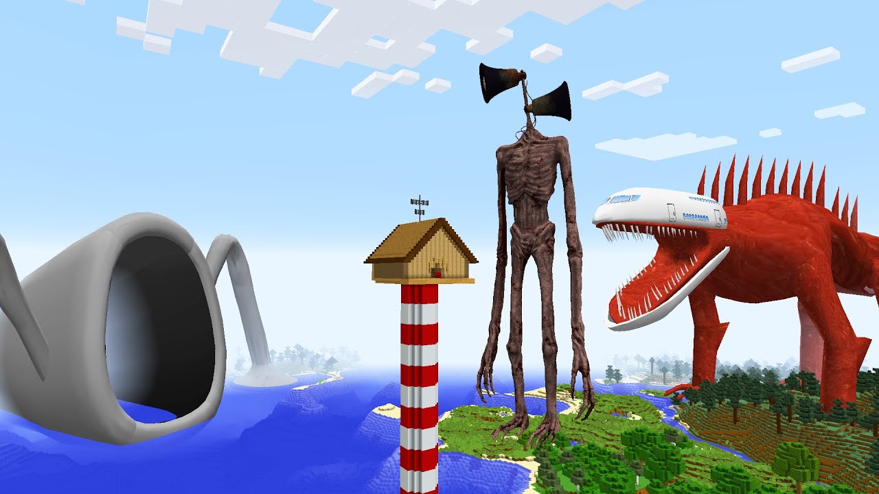 SURVIVING FROM SKY INFECTED, SIREN HEAD AND SEA EATER in Minecraft - Gameplay - Coffin Meme
