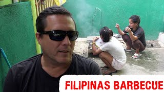 Philippines Lifestyle - Filipina Wife Barbecues Pork Chops on the Grill