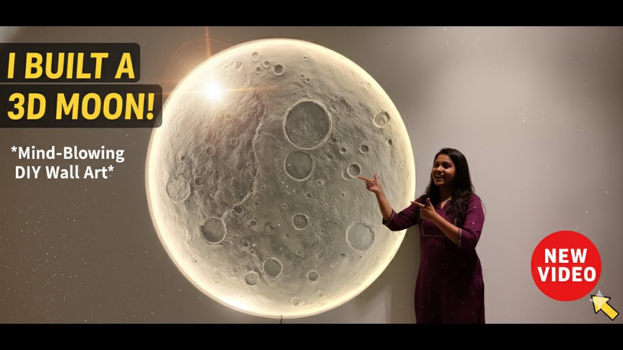 How I Created a Glowing Moon on My Wall | Cement Art Project