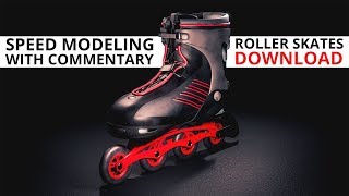 Blender 2.8 speed modeling roller skates (with commentary)